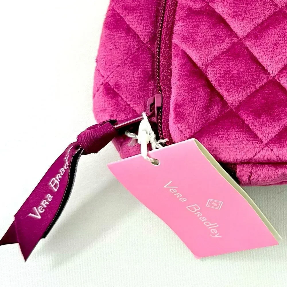 Vera Bradley Majestic Magenta Quilted Velvet Compact Organizer Makeup Bag NEW